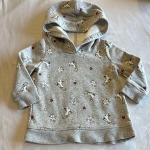 12-18M GAP Grey Hoodie with Ice Skate and Heart Print